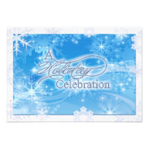 Blue Winter Holiday Celebration RSVP Custom Announcements