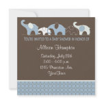 Blue with Brown Elephant Baby Shower Invitations