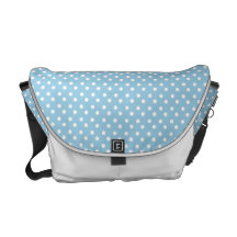 Blue With White Polka-Dot: Messenger Bag