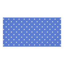 Blue with white stars. Pattern. Personalized Photo Card