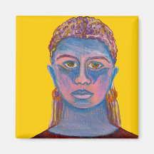 Blue Woman Portrait Unique Fridge Magnets