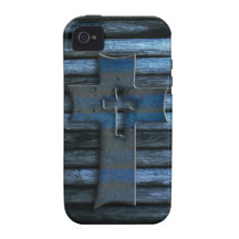Blue Wooden Cross Vibe iPhone 4 Case