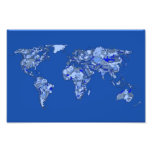 Blue world map photograph