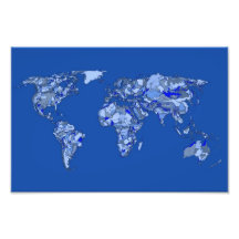 Blue world map photograph