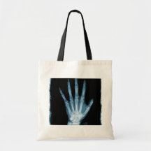 Blue X-ray Skeleton Hand Canvas Bags
