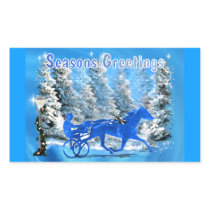 Blue Xmas Harness Horse Rectangle Stickers