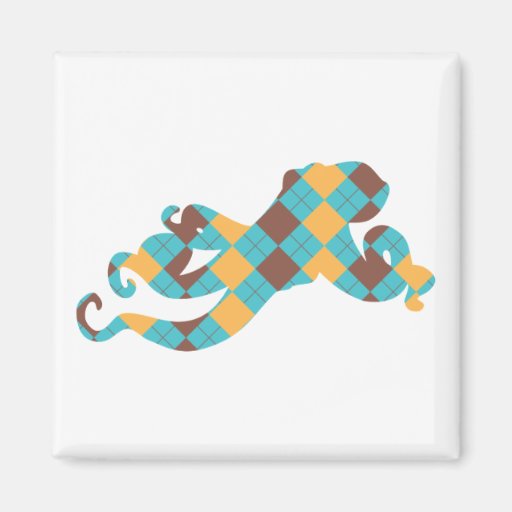 Blue & Yellow Argyle Octopus Magnet