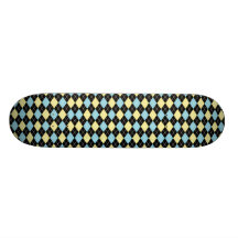Blue & Yellow Argyle Skateboard
