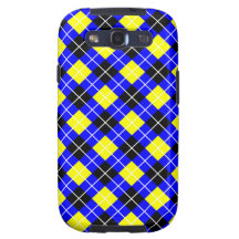 Blue,Yellow, Black and White Argyle Galaxy SIII Case