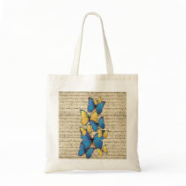 Blue & yellow butterrflies canvas bags