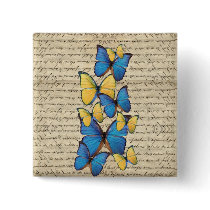 Blue & yellow butterrflies buttons