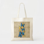 Blue & yellow butterrflies canvas bags