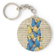 Blue & yellow butterrflies keychains