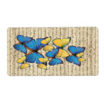 Blue & yellow butterrflies personalised shipping labels