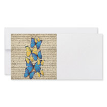 Blue & yellow butterrflies photo greeting card