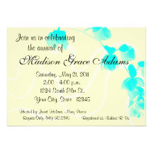 Blue/Yellow Floral Baby Shower Invititation Personalized Invitations