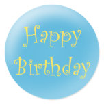 Blue Yellow Happy Birthday Sticker