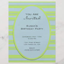 blue yellow striped party personalized flyer