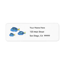 Blue & Yellow Tropical Fish Return Address Labels
