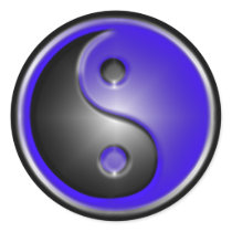 blue Yin and Yang Round Stickers