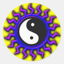 Blue Yin Yang Balanced Sun Stickers