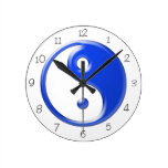 Blue Yin Yang Round Clock