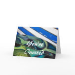 Blue You're Invited abstract Greeting Card