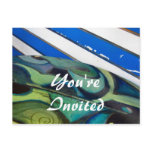 Blue You're Invited Abstract Postcards