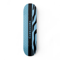 Blue Zebra and Polka Dots Skate Board Decks
