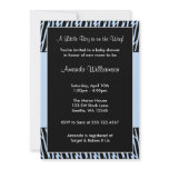 Blue Zebra Print Baby Boy Shower Invitations