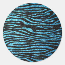Blue zebra print (faux glitter bling) sticker