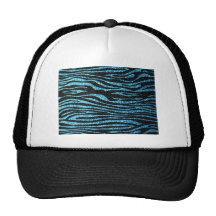 Blue zebra print (faux glitter bling) trucker hat