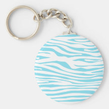Blue Zebra stripe pattern Key Chains