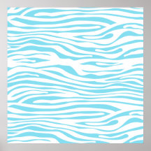 Blue Zebra stripe pattern Poster