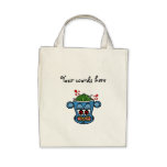 Blue zombie monkey tote bag