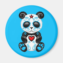 Blue Zombie Sugar Panda Magnet