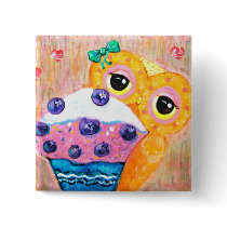 Blueberry Cupcake Love Pinback Buttons