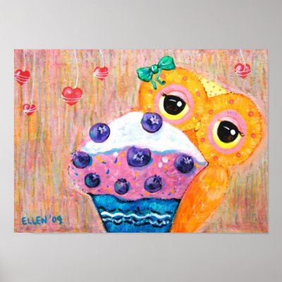 Blueberry Cupcake Love Print by udonchow