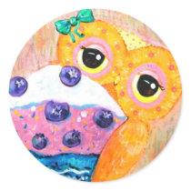 Blueberry Cupcake Love Round Stickers
