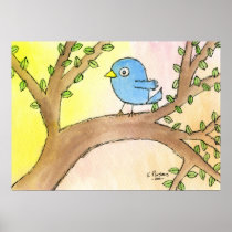 Bluebird in a Tree Poster