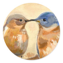 Bluebird Kiss Round Sticker