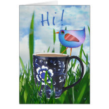 Bluebird of Coffee Happiness Hi Greeting Card