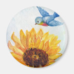 Bluebird of Happiness with Sunflower Fridge Magnets