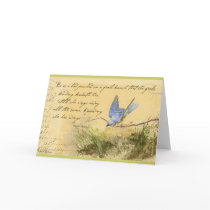Bluebird on Branch & Victor Hugo Quote Card