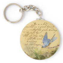 Bluebird on Branch & Victor Hugo Quote Keychains