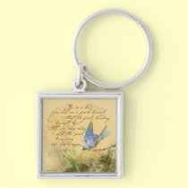 Bluebird on Branch & Victor Hugo Quote keychains