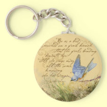 Bluebird on Branch & Victor Hugo Quote keychains