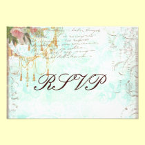 Bluebird & Pink Roses RSVP Cards invitations