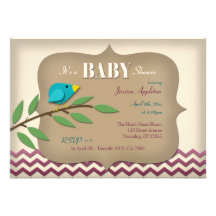 Bluebird Scrapbook Style Baby Shower Invitations