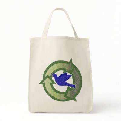 Bluebird Vintage Organic Recycle Grocery Tote Bag by ecogreenbags